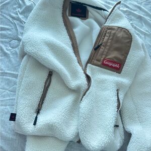 White and Tan Fleece hoodie